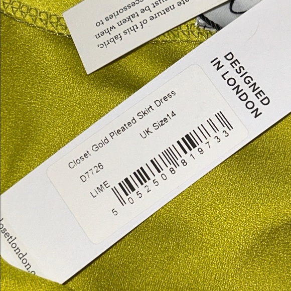 NWT Closet London - High neck mid-length pleated dress in Lime size 10 - Picture 5 of 9